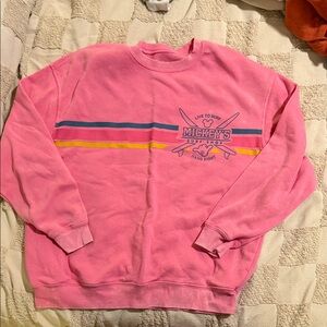 Disney Pink Crewneck Sweater with Stripes